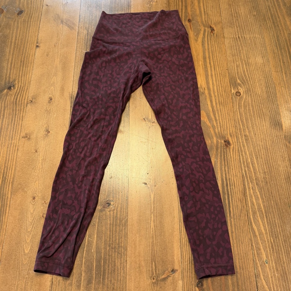 Lululemon Align Pant II 25" Womens 4 Maroon Camo High Rise Yoga Athletic